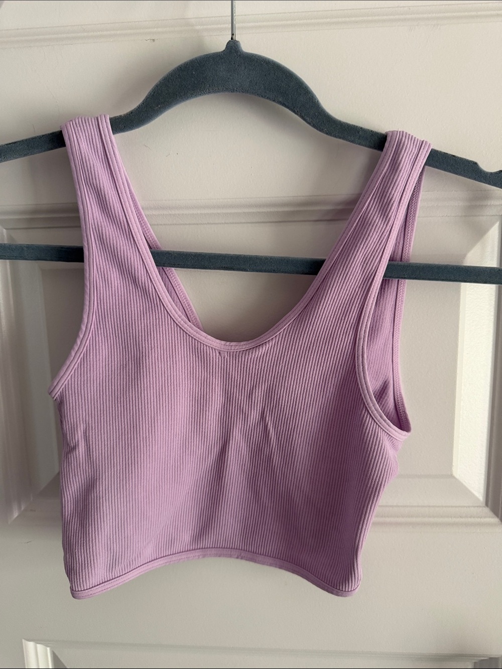 Ribbed Cropped Tank Bralette - Lavender Pink